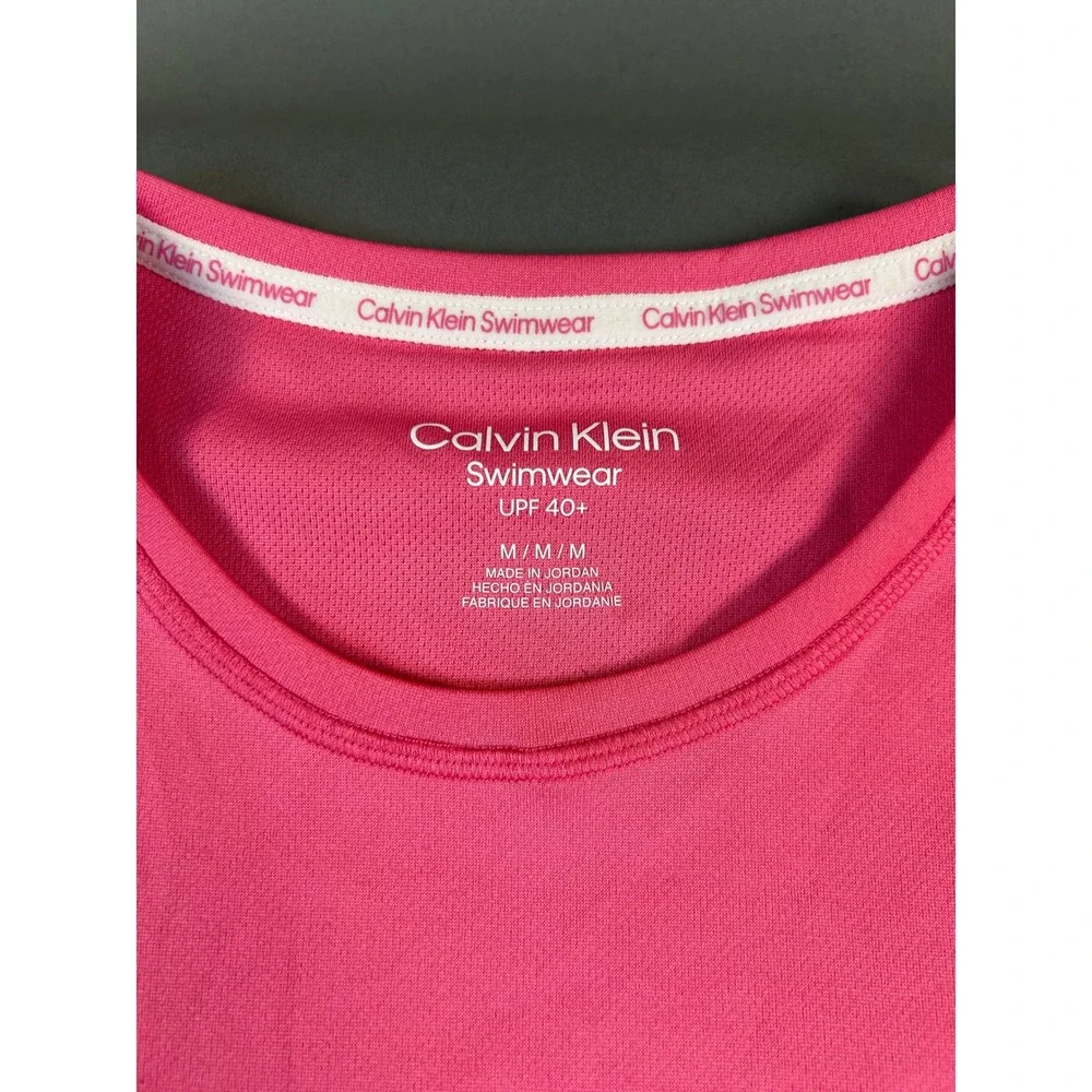 Calvin Klein Swimwear Pink Logo Rash Guard Tank Top UPF 40+ Womens Medium